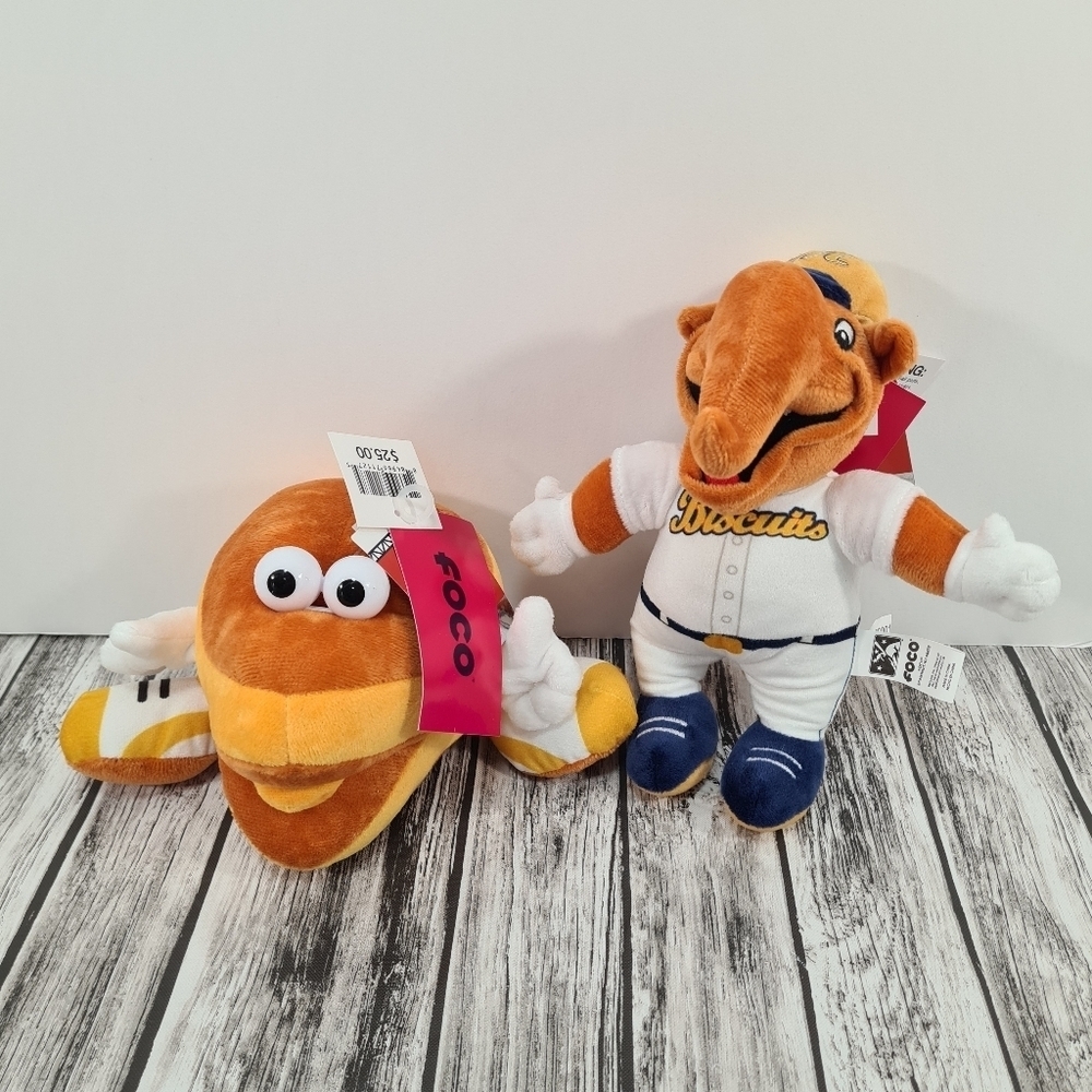 Montgomery Biscuits Minor League Baseball Big Mo Mascot & Monty Biscuit Plushes